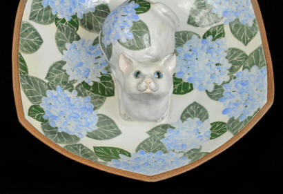 Haruna Nishihata Cat & Hydrangea Platter