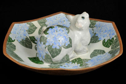 Haruna Nishihata Cat & Hydrangea Platter